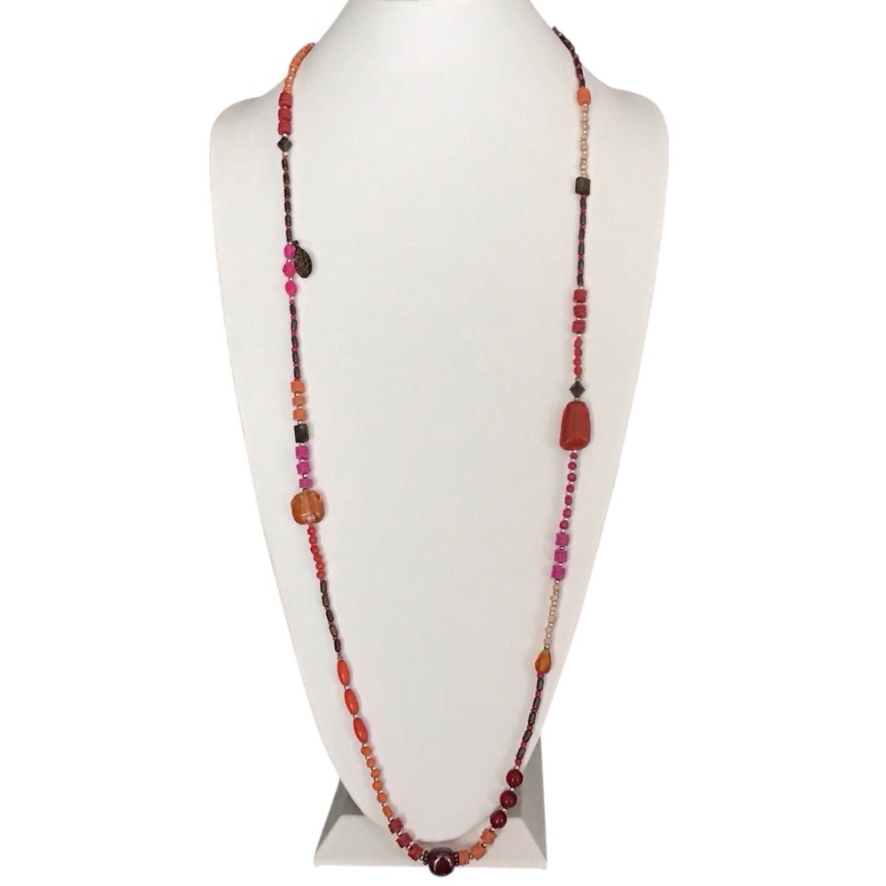Beaded Necklace Pink Orange Red Cranberry Fashion Jewelry